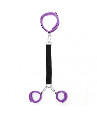 Collar y Esposas con Correas Ajustables Purpura