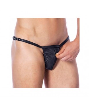 Tanga de Cuero Ajustable con Cremallera Talla Única