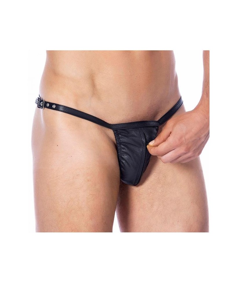 Tanga de Cuero Ajustable con Cremallera Talla unica