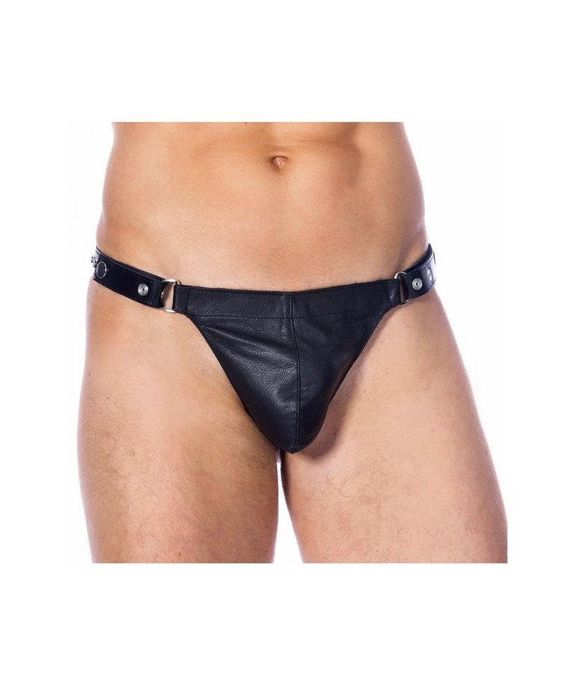 Tanga de Cuero Ajustable Color NEgro