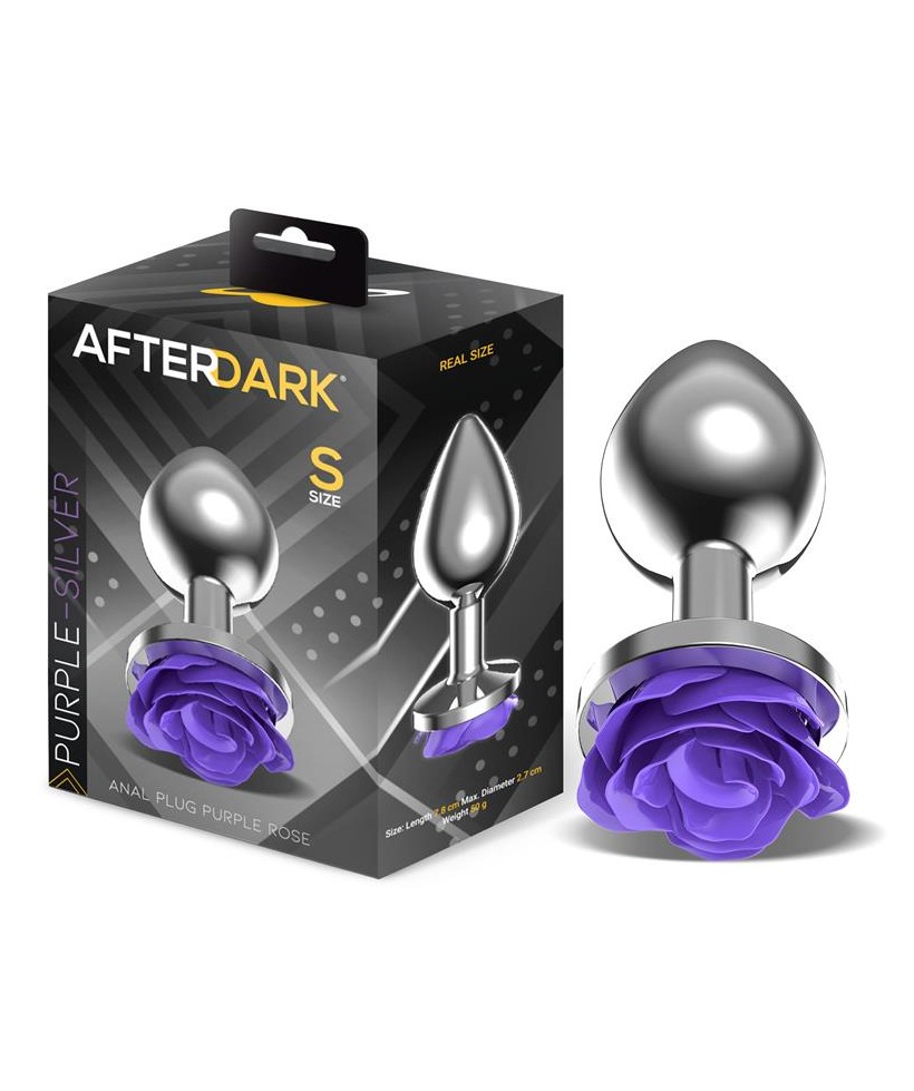 Plug Anal de Metal con Rosa Purpura en la Base Talla S