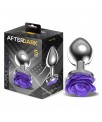 Plug Anal de Metal con Rosa Purpura en la Base Talla S