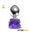 Plug Anal de Metal con Rosa Purpura en la Base Talla S