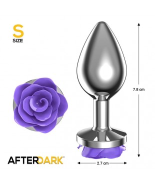 Plug Anal de Metal con Rosa Purpura en la Base Talla S