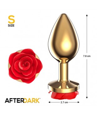 Plug Anal de Metal Dorado con Rosa Roja en la Base Talla S