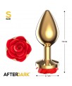 Plug Anal de Metal Dorado con Rosa Roja en la Base Talla S