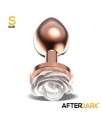 Plug Anal de Metal Oro Rosa con Rosa Blanca en la Base Talla S