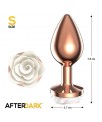 Plug Anal de Metal Oro Rosa con Rosa Blanca en la Base Talla S