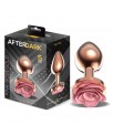 Plug Anal de Metal Oro Rosa con Rosa Rosa en la Base Talla S