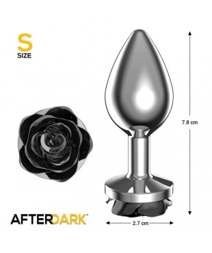Plug Anal de Metal con Rosa Negra en la Base Talla S Plug Anal de Metal con Rosa Negra en la Base Talla S