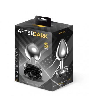 Plug Anal de Metal con Rosa Negra en la Base Talla S Plug Anal de Metal con Rosa Negra en la Base Talla S