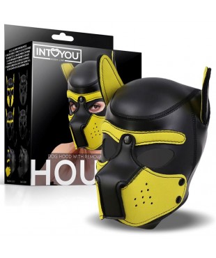 Hound Máscara de Perro Neopreno Hocico Extraíble Negro/Amarillo Talla Única