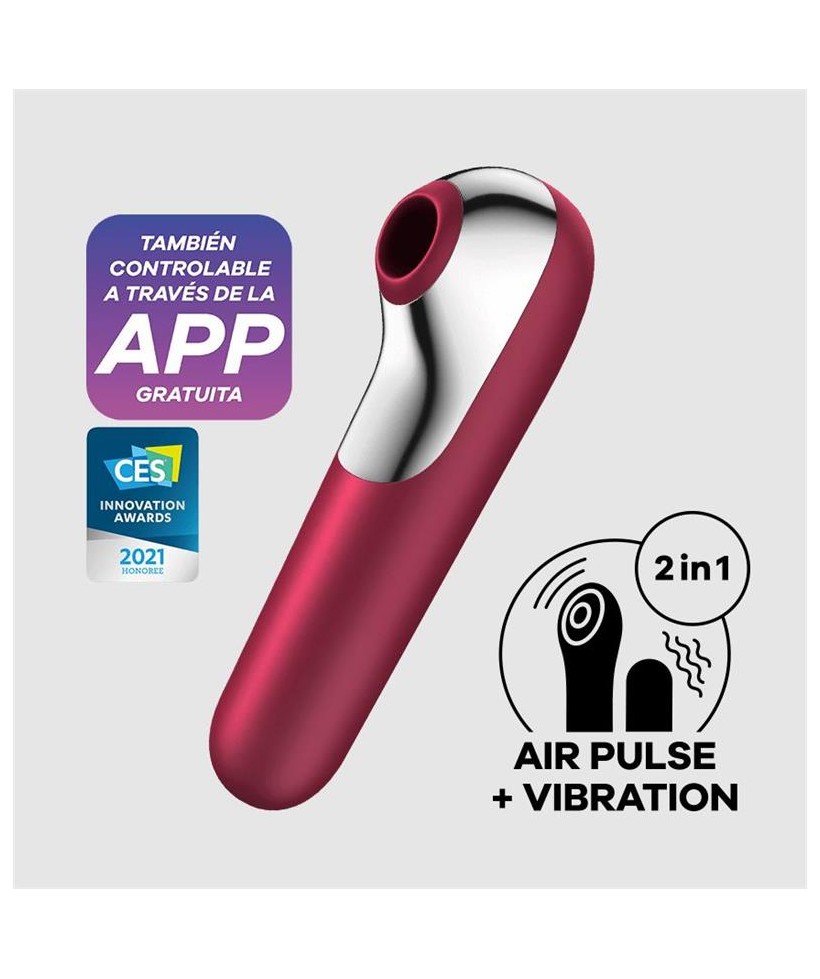 Dual Love Vibrador y Succionador de Aire Pulsado Rojo