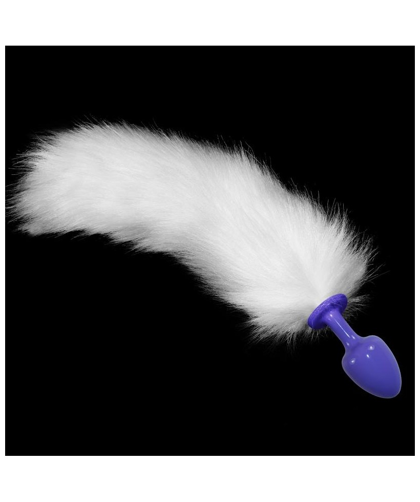 Plug Anal de Metal Purpura con Cola Blanco