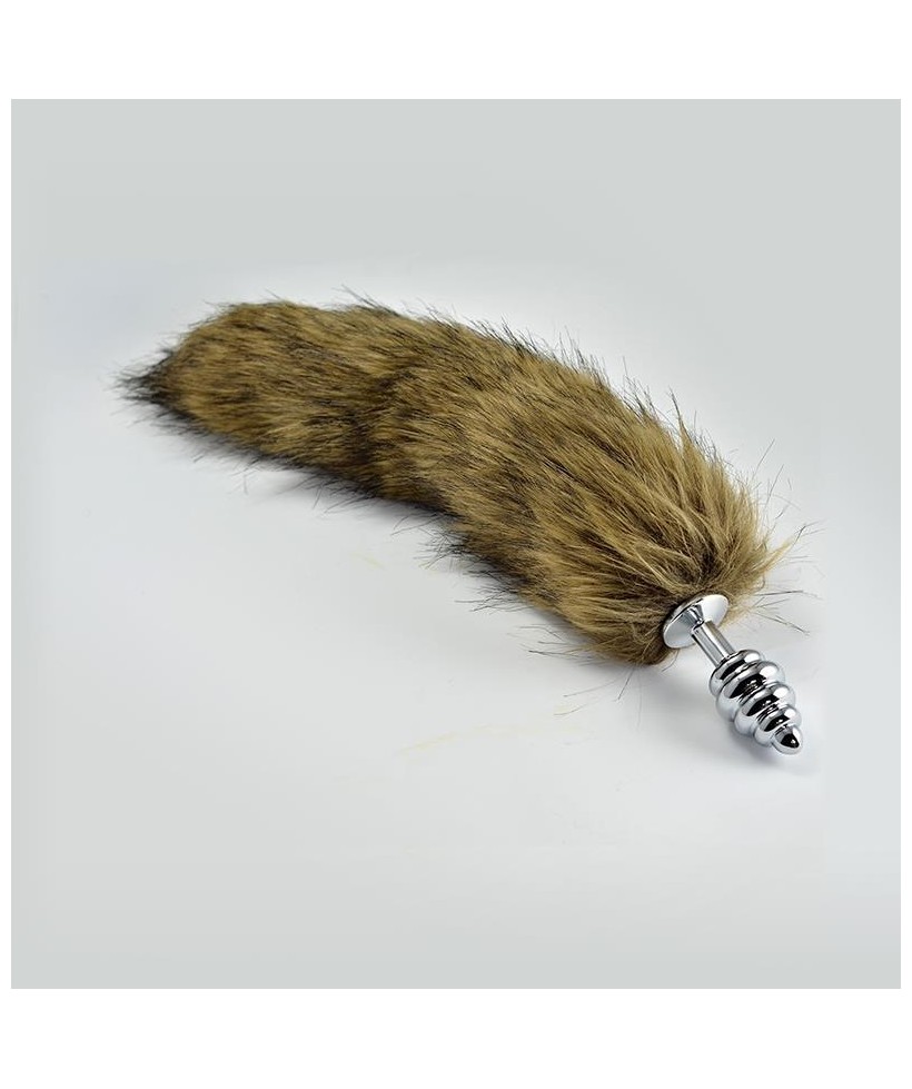 Plug Anal en Espiral de Metal con Cola Marron Talla L