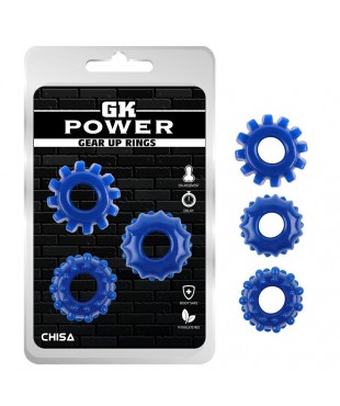 Kit 3 Anillos Pene Gear Up Azul