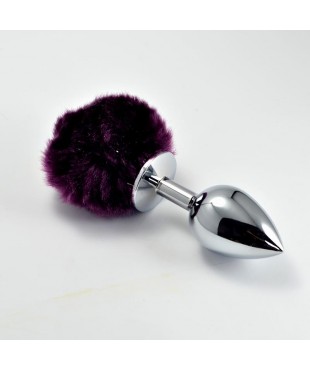 Plug Anal de Metal con Pompon Púrpura Talla S