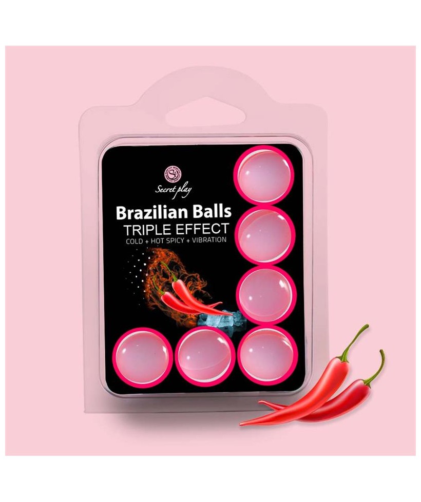 Set 6 Brazilian Balls Triple Efecto Calor Frio y Vibracion