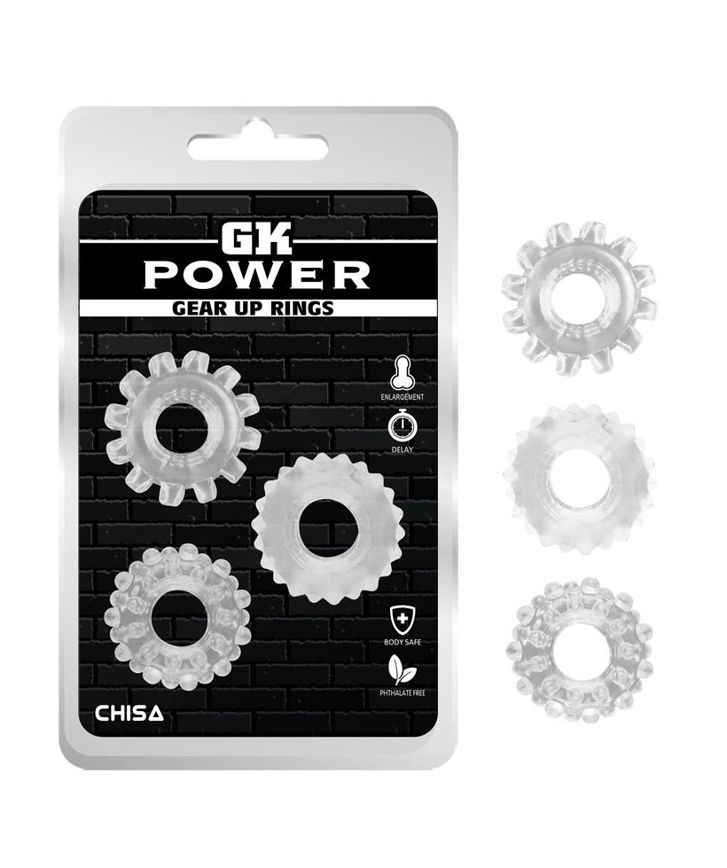 Kit 3 Anillos Pene Gear Up Transparente