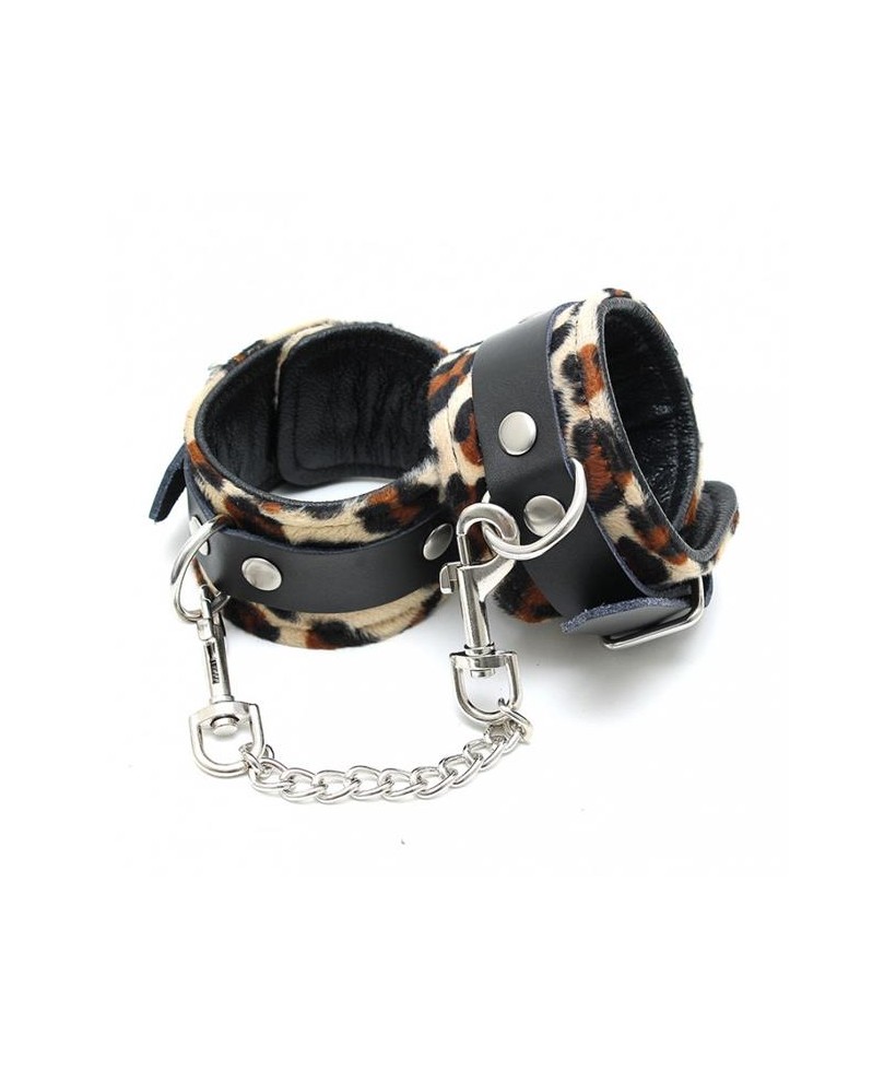 Esposas para Pies Cuero Estampado Leopardo