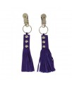 Pinzas para Pezones Cuero con Flecos Morado