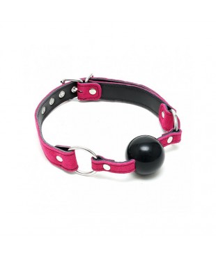 Mordaza Cuero Silicona Rosa Ajustable