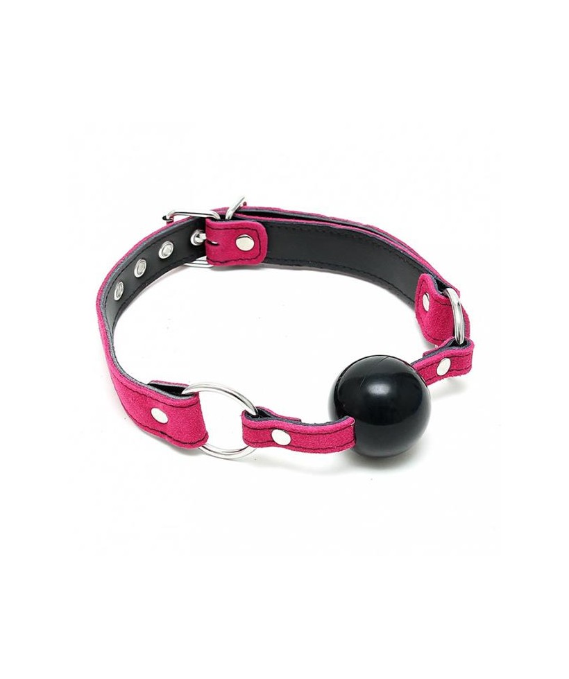 Mordaza Cuero Silicona Rosa Ajustable