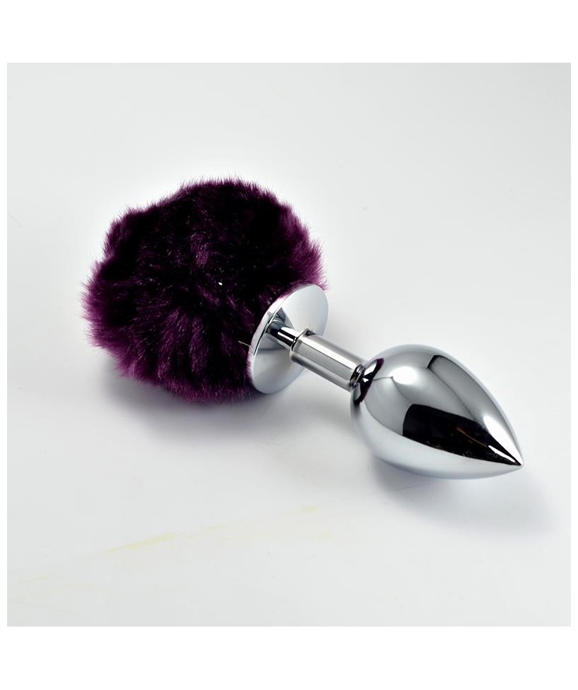 Plug Anal de Metal con Pompon Purpura Talla L