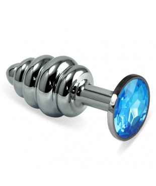 Plug Anal en Espiral Rosebud con Joya Azul