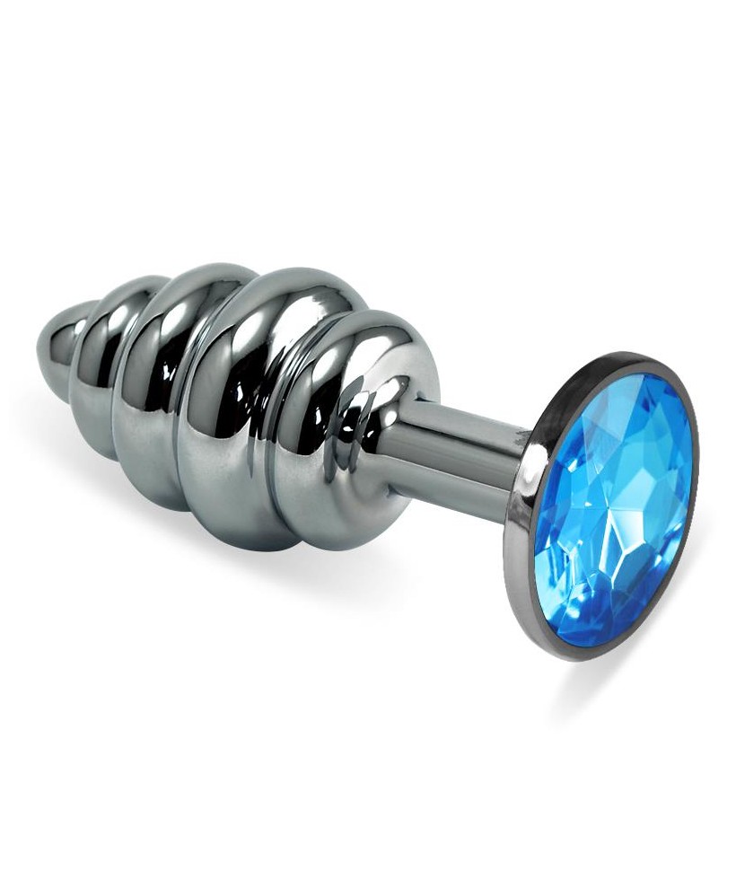 Plug Anal en Espiral Rosebud con Joya Azul