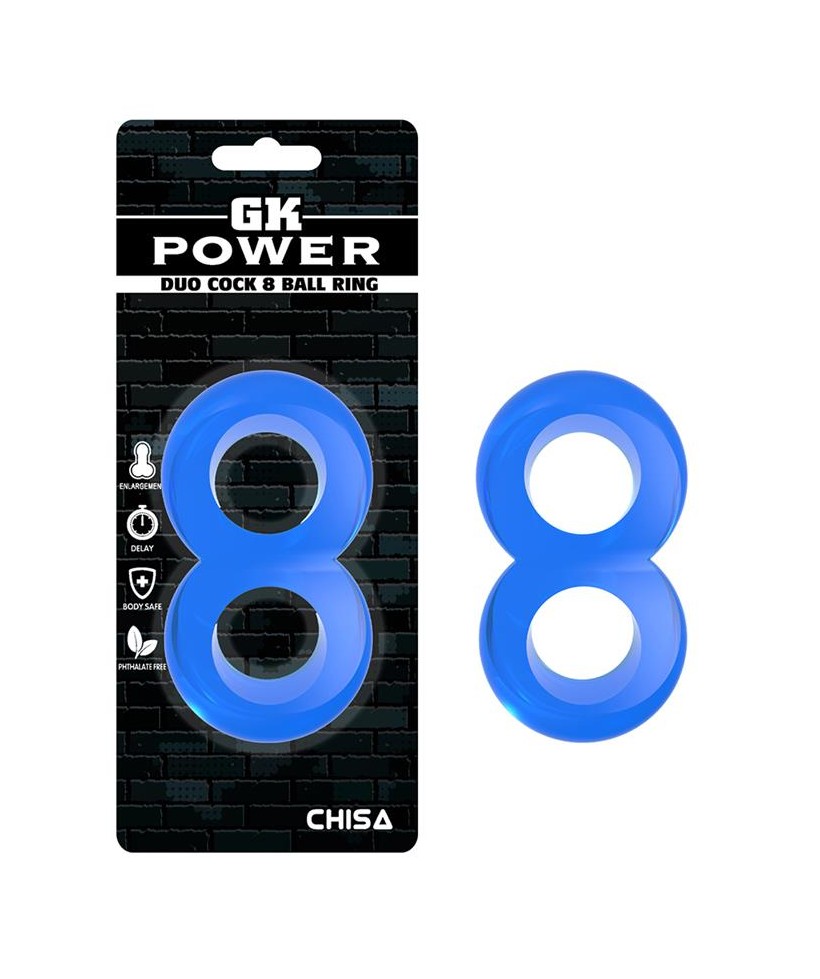 Anillo para el Pene Doble Duo Cock 8 Azul