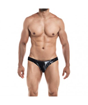Slip Bikini de Corte Bajo Provocative Negro Skai