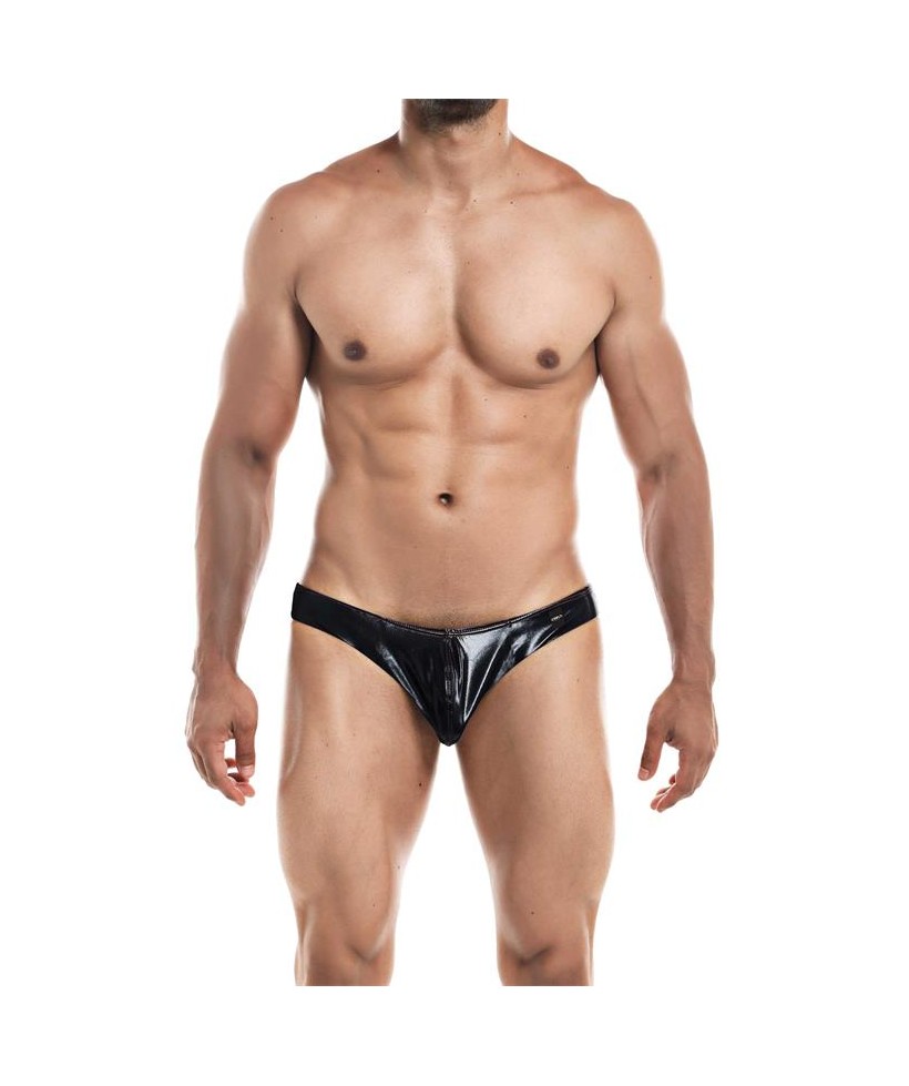Slip Bikini de Corte Bajo Provocative Negro Skai