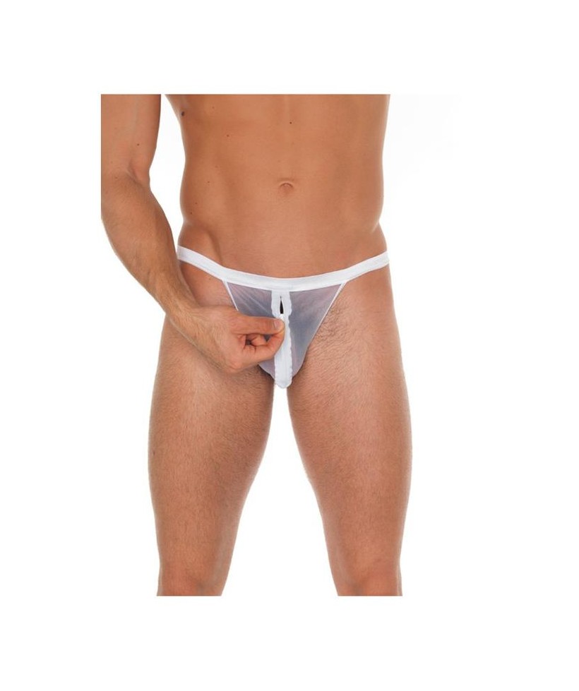 Tanga con Cremallera Blanco Talla unica