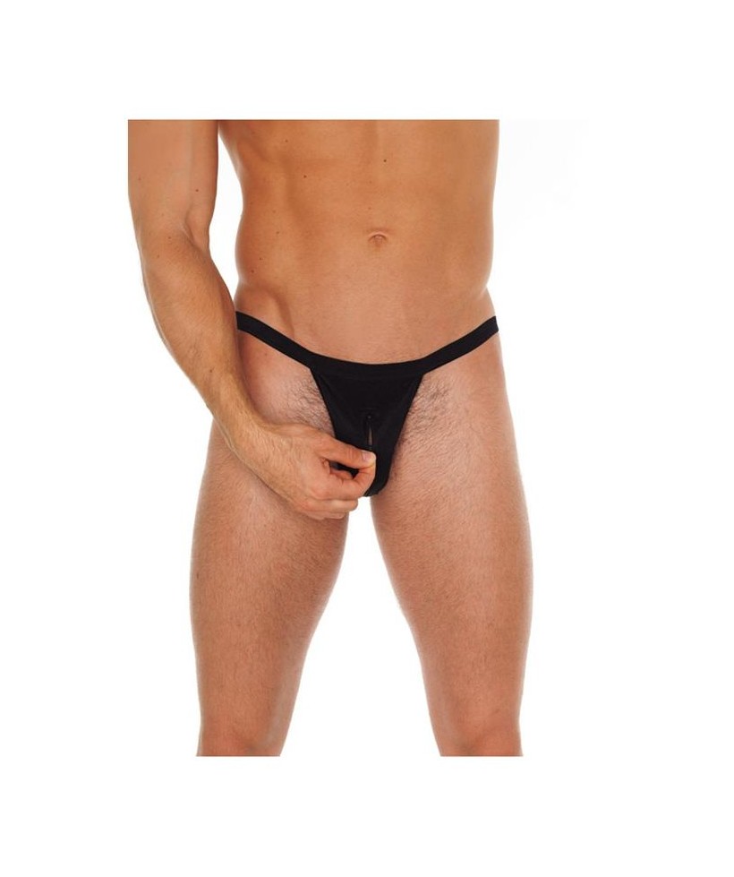 Tanga con Cremallera Negro Talla unica