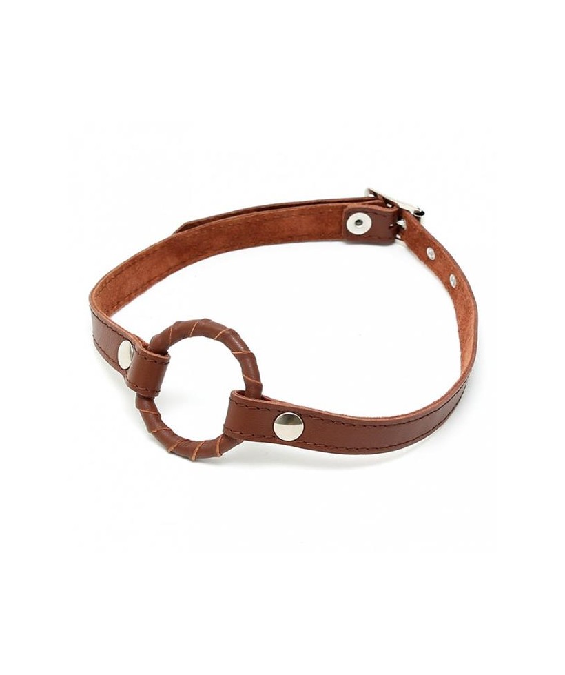 Mordaza Anillo Cuero Marron