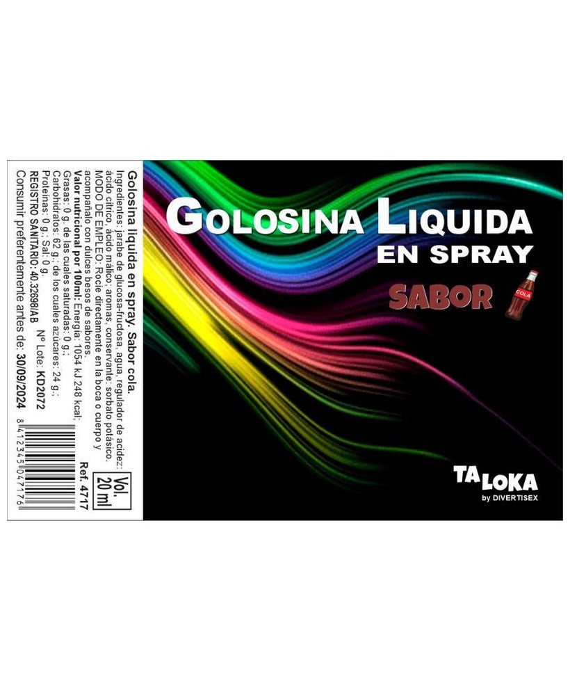 Golosina Liquida en Spray Sabor Cola 20 ml