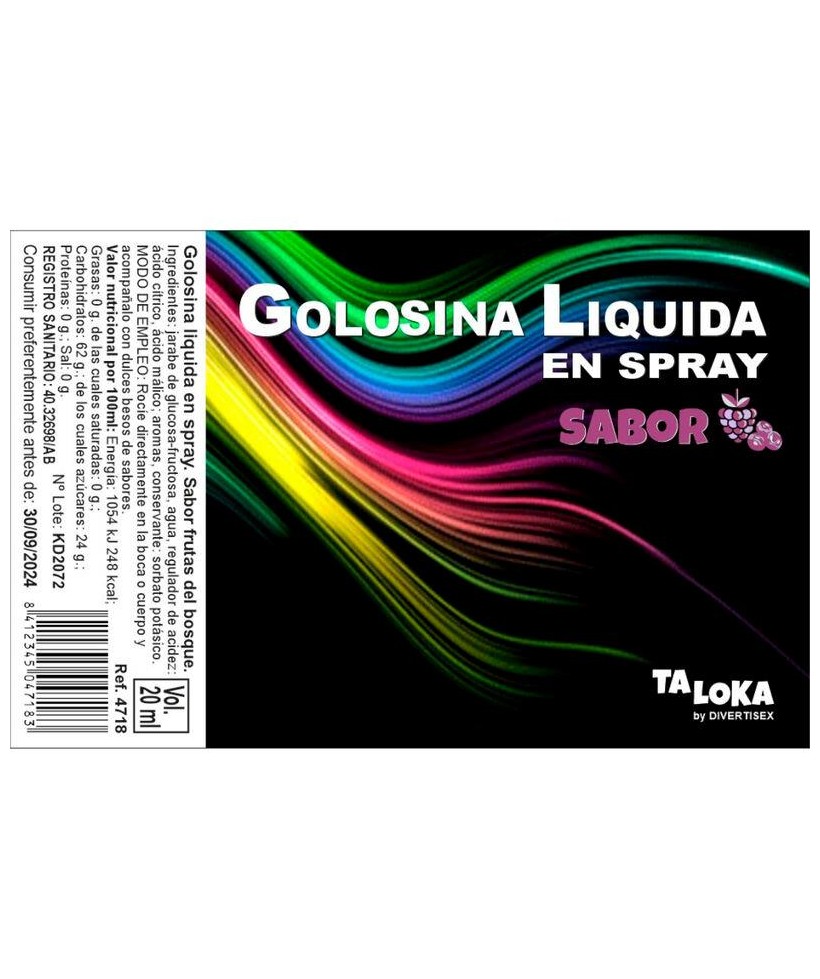 Golosina Liquida en Spray Sabor Frutas del Bosque 20 ml
