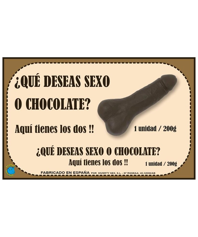 Chocolatina Chocolate Puro Forma de Pene 200 gr