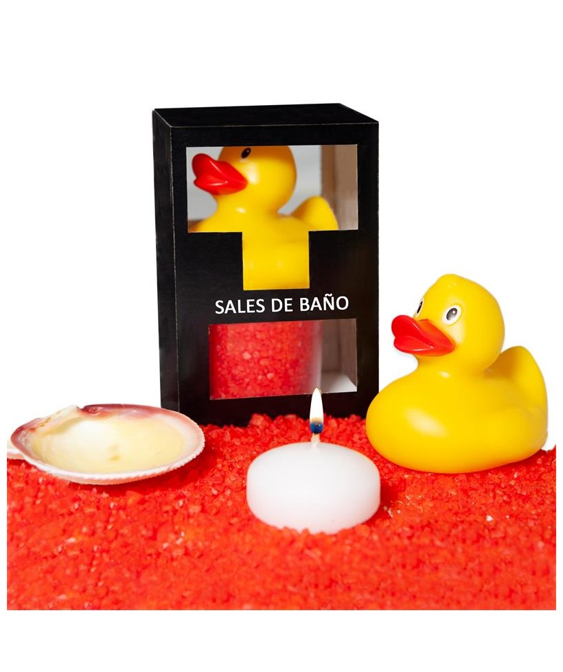 Set Sales Bano Aroma Frutos Rojos Pato Vela y Concha 150 gr