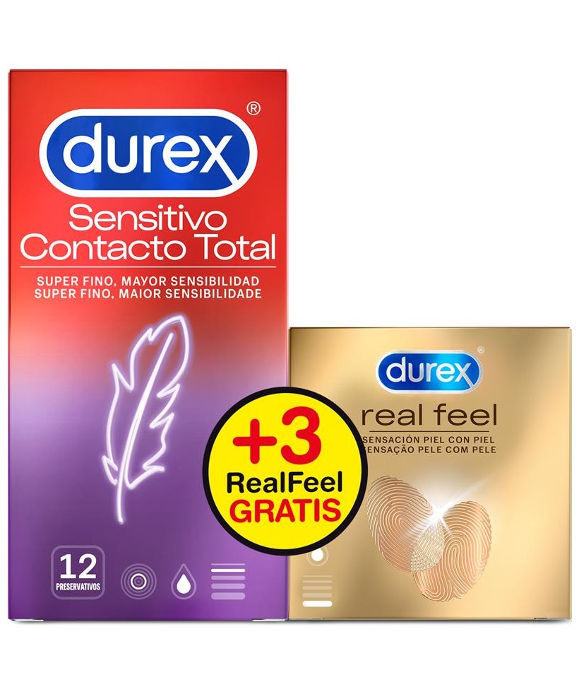 Duplo Preservativos Sensitivo Super Fino 12ud y Real Feel 3ud