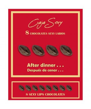 Caja Roja Sexy Forma de Labios Chocolate Negro 8 unidades