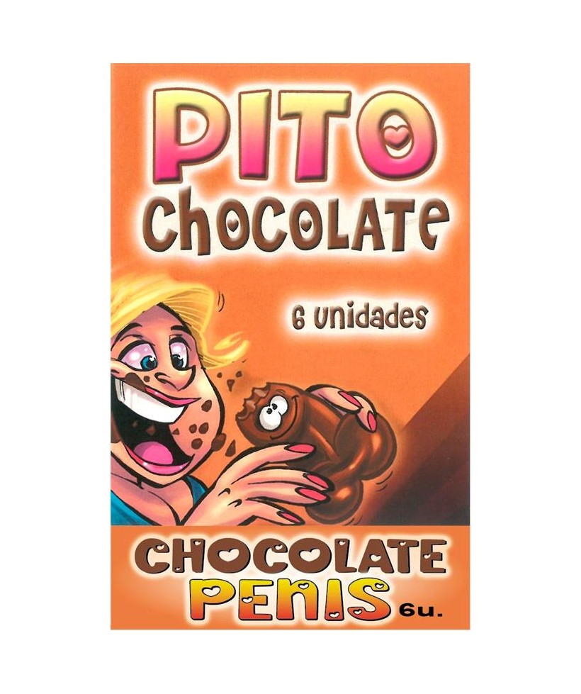 Caja Comic Forma Pene Chocolate Negro 6 unidades