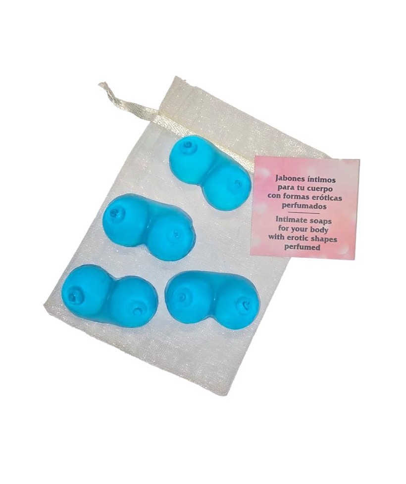 Set de 4 Mini Jabones en forma de Tetas Azules Aromatizados