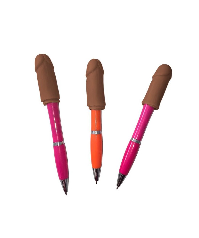 3 Boligrafos con Punta en Forma de Pene Mulato
