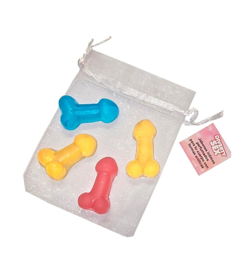 Set de 4 Mini Jabones Forma de Pene de Colores