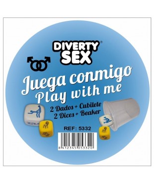 Cubilete con 2 Dados Chicos Posturas y Lugar