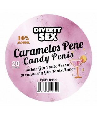 20 Caramelos Forma de Pene Sabor Gin Tonic