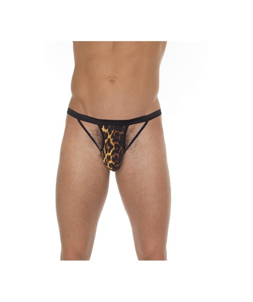 Tanga con Tiras Negro y Leopardo Talla unica