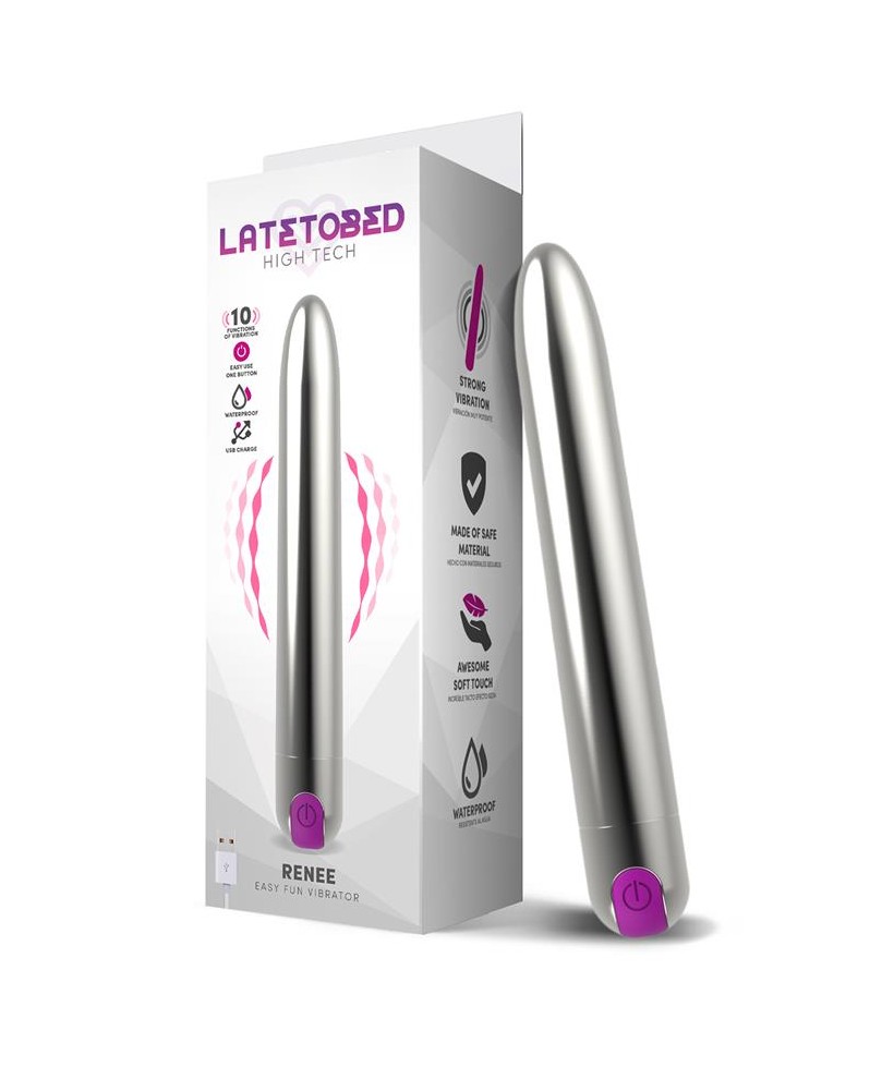 Renee Vibrador 10 Funciones 185 cm USB Plata